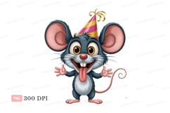 Happy mouse wearing party hat cartoon Product Image 1