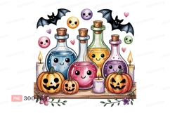 Cute Halloween Potion Bottles Pumpkins Bats image Product Image 1
