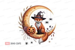 Fox witch pumpkin moon spiders jackolantern Product Image 1