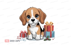 Adorable beagle puppy with gifts presents Product Image 1