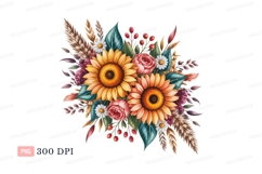 Sunflower rose bouquet autumn floral arrangement image Product Image 1