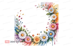 Colorful daisy floral wreath C L I P A R T nature Product Image 1