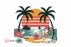 Gnome relaxing on beach vacation palm trees Product Image 1