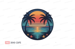 Tropical sunset ocean palm trees beach Product Image 1