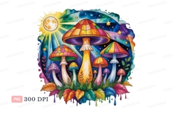 Psychedelic mushrooms glowing moon night colorful Product Image 1