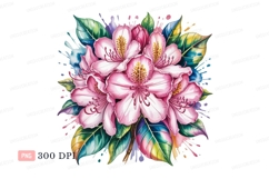 Pink azalea flowers watercolor splash image Product Image 1