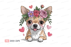 Adorable chihuahua wearing floral crown puppy Product Image 1