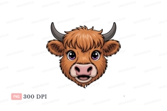 Highland cow cartoon face animal Product Image 1