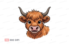 Fluffy cow with big eyes CLIPART highland Product Image 1