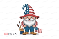 Patriotic gnome with flag and art supplies american Product Image 1