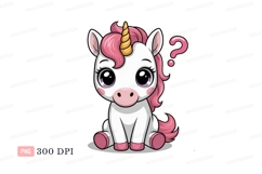 Curious white unicorn with pink mane horn purple Product Image 1