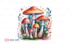 Whimsical forest fungi with floral accents mushrooms Product Image 1