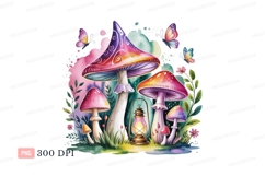 Enchanted forest mushrooms and butterflies lantern Product Image 1