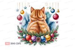 Orange cat festive wreath ornaments Product Image 1