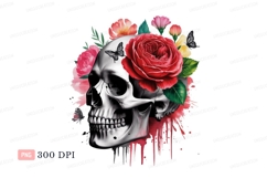 Skull roses butterflies flowers Product Image 1