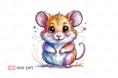 Cute fluffy rodent cartoon watercolor Product Image 1