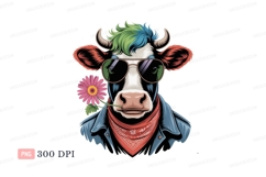 Cool cow wearing sunglasses and bandana animal flower Product Image 1