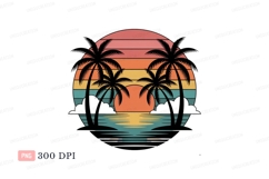 Sunset palms ocean reflection trees water Product Image 1