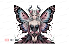 Ethereal fairy with butterfly wings and horns roses Product Image 1