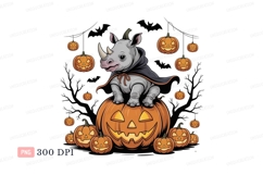 Rhino dressed for Halloween sitting on pumpkin costume Product Image 1