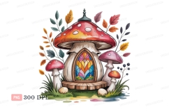 Enchanted mushroom dwelling colorful stained glass Product Image 1