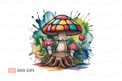 Colorful mushroom forest scene nature fantasy Product Image 1