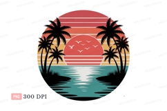 Tropical sunset ocean palm trees image Product Image 1