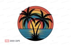 Sunset palms ocean reflection tropical Product Image 1