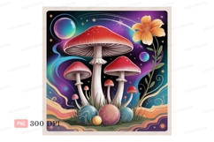 Psychedelic mushrooms and celestial flower fantasy Product Image 1