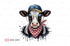 Hipster cow wearing glasses bandana and cap animal Product Image 1
