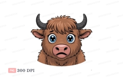 Brown bull with big blue eyes horns Product Image 1