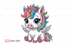 Cute winged unicorn with rainbow mane image Product Image 1