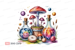 Magical mushrooms potions and orbs bottle fantasy Product Image 1