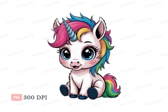 Cute unicorn with rainbow mane fantasy magical Product Image 1