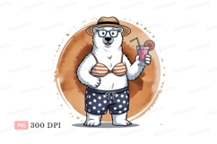 Polar bear enjoying summer drink bikini Product Image 1