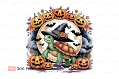 Turtle witch Halloween moon pumpkins image Product Image 1