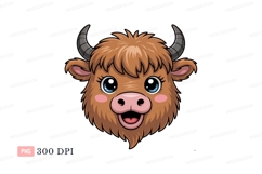 Brown fuzzy bull happy face animal cartoon Product Image 1