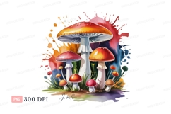 Vibrant Fungi Forest Splatter Art mushrooms nature Product Image 1
