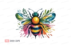 Colorful bee with floral accents insect wings Product Image 1