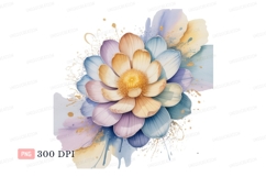 Pastel watercolor lotus bloom with gold accents image Product Image 1