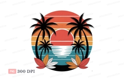 Sunset palms ocean retro vintage Product Image 1