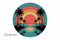 Tropical sunset ocean palms beach Product Image 1
