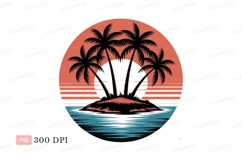 Tropical island sunset silhouette palms ocean Product Image 1