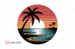 Sunset palms ocean reflection trees Product Image 1