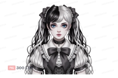 Black white hair girl gothic dress blue Product Image 1