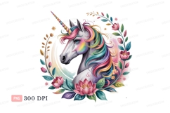 Majestic unicorn surrounded by colorful flowers horse Product Image 1