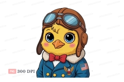 Cute chick aviator with goggles and flag pilot Product Image 1