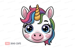 Cute unicorn face rainbow mane cartoon animal Product Image 1