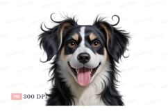 Black white tan dog happy expression canine animal Product Image 1