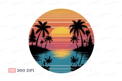 Sunset palm trees ocean reflection palms tropical Product Image 1